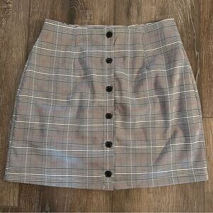 LF "One Way" Plaid Button Down Mini Skirt Size Medium